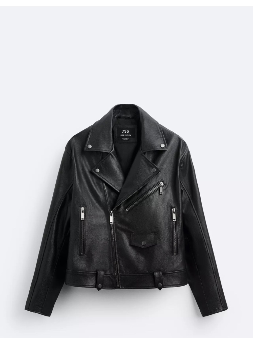 Zara Man 100% Genuine Leather Motorcycle Style Jacket - Size Small
